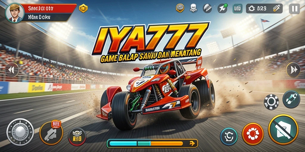 Tangkapan layar utama IYA777 menampilkan aksi balap cepat yang menegangkan.