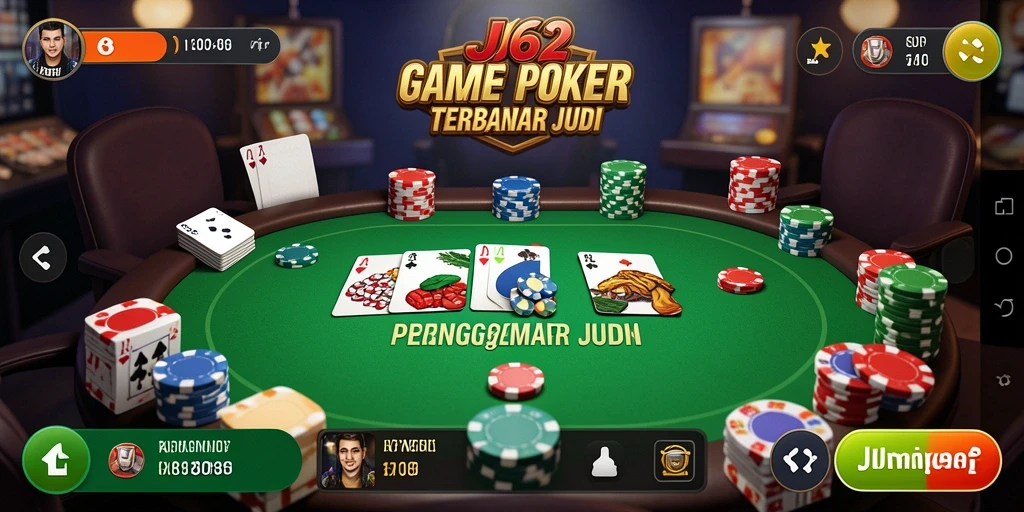 Screenshot gameplay JJ62 menampilkan aksi seru permainan Poker.