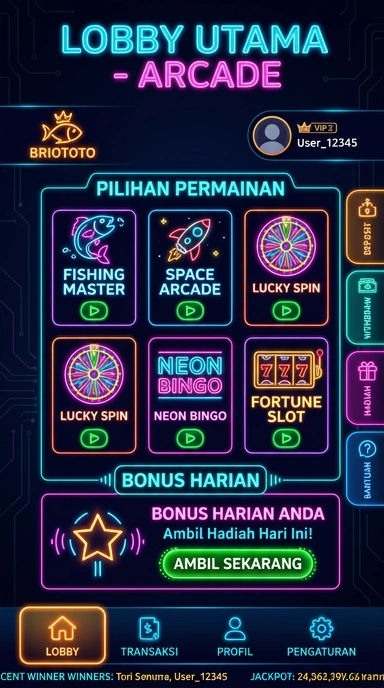 Screenshot tampilan utama aplikasi briototo.